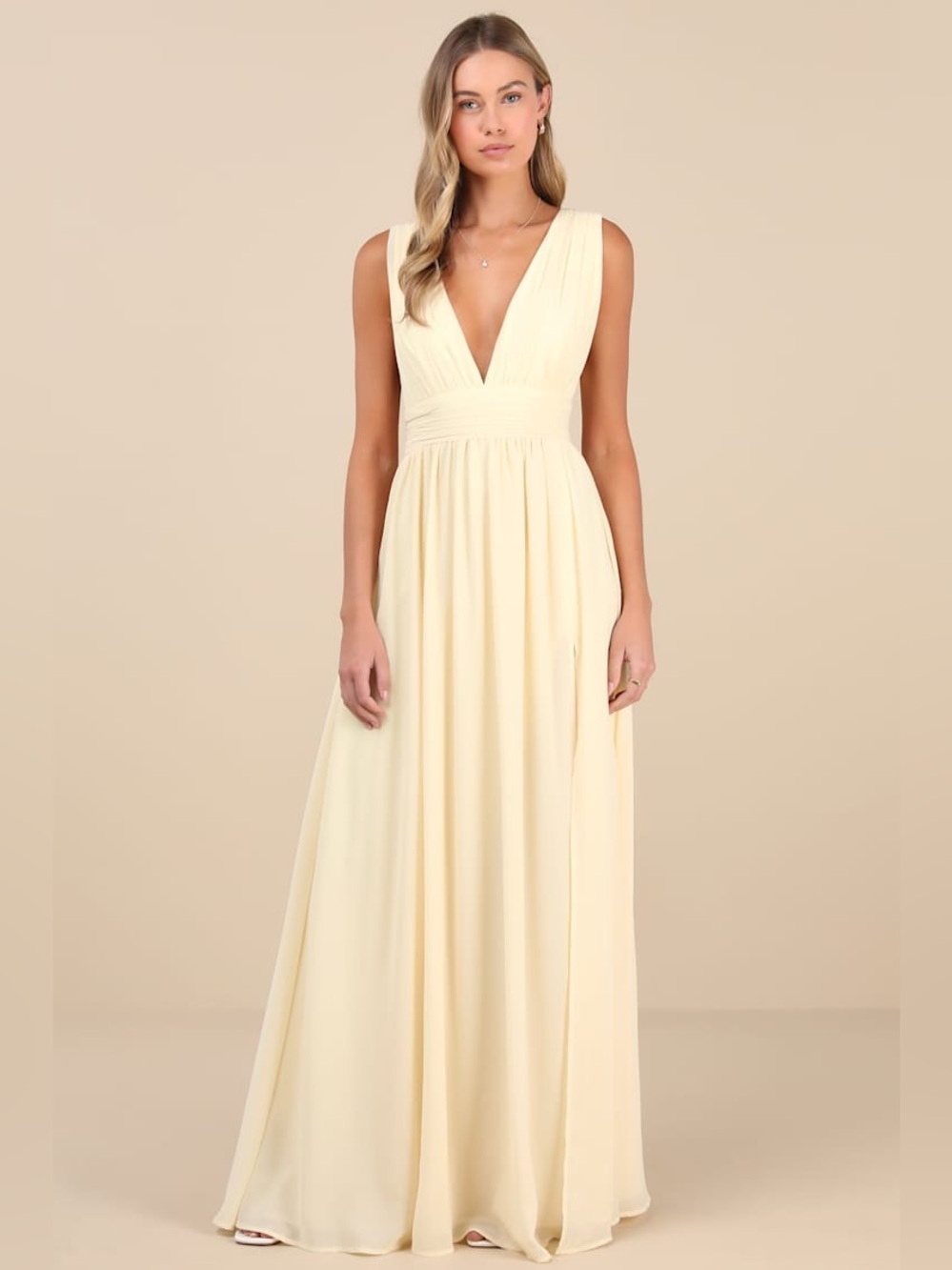 Lulus Heavenly Hues Pale Yellow Maxi Dress New with Tags Small
